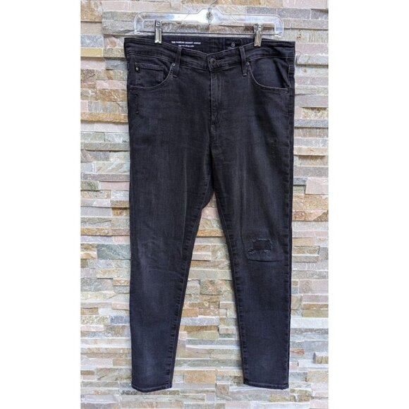 AG Adriano Goldschmied High Rise Black The Farrah Skinny Ankle Women's 30R - Picture 1 of 9